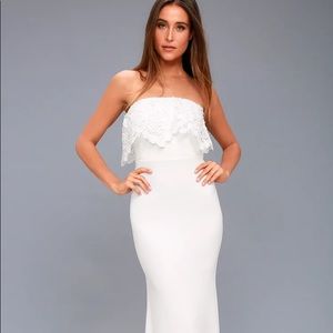 LULUS Birdy White Lace Maxi Dress